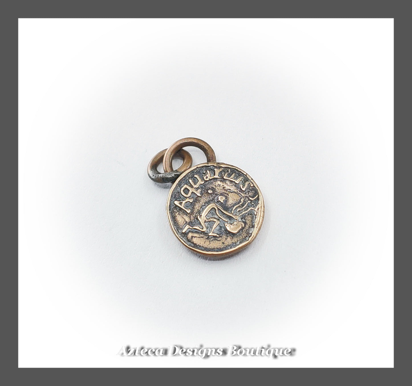 AQUARIUS Zodiac Sign + Bronze Handmade Charm