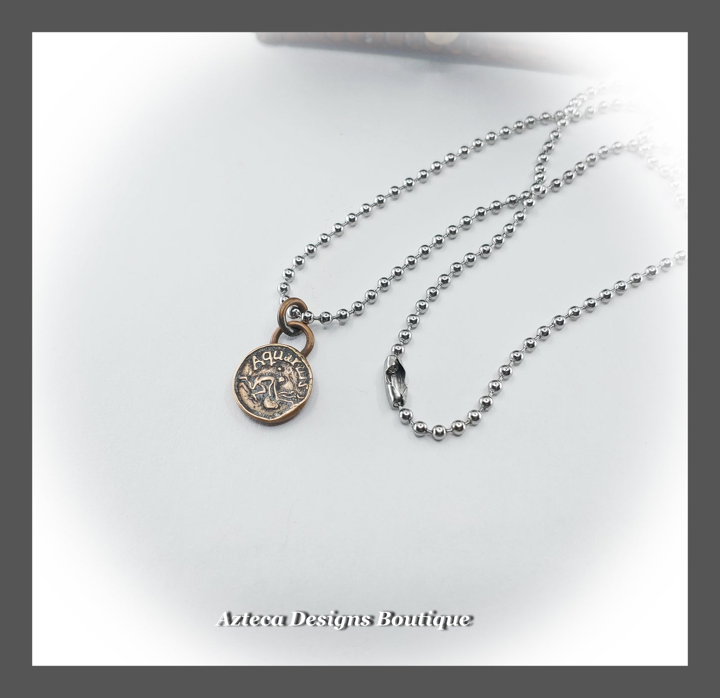 AQUARIUS Zodiac Sign + Bronze Handmade Charm