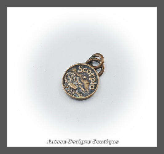SCORPIO Zodiac Sign + Bronze Handmade Charm
