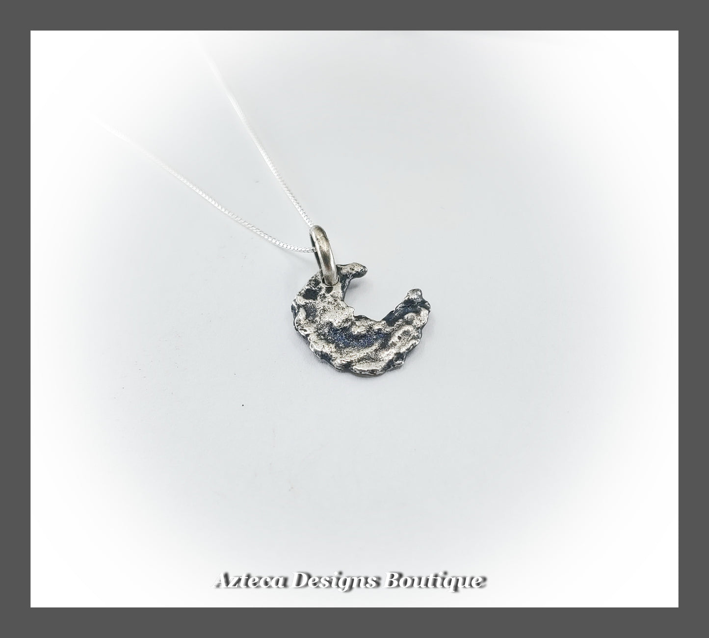 Rustic Forged Sterling Silver Moon Necklace