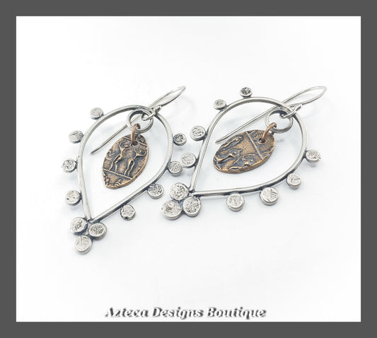 Tear Drop Bronze + Argentium Silver + Hand Fabricated Earrings