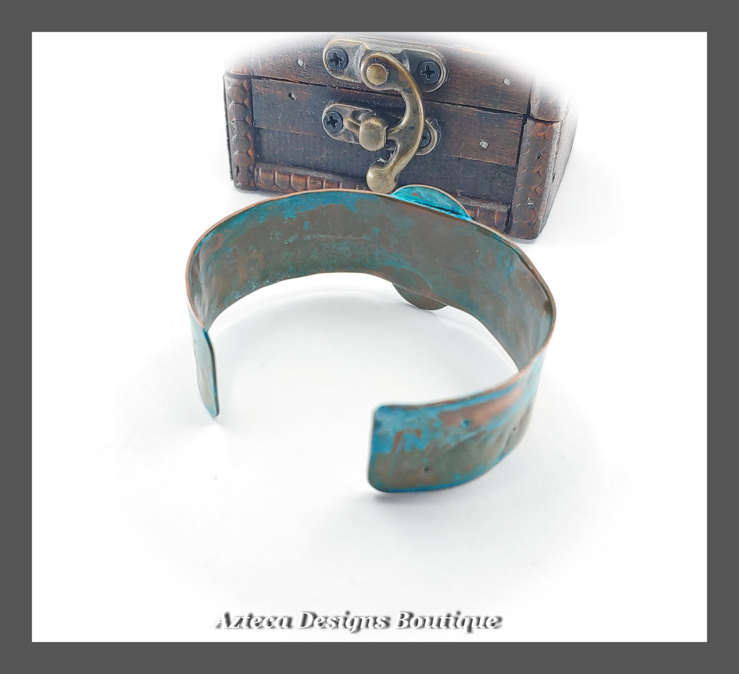 Porcelain + Patina Copper Metalwork Artisan Cuff Bracelet