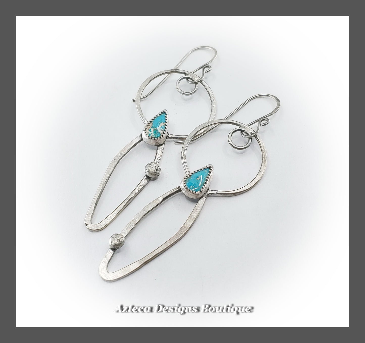 Natural Pinto Valley Turquoise + Argentium Silver Earrings