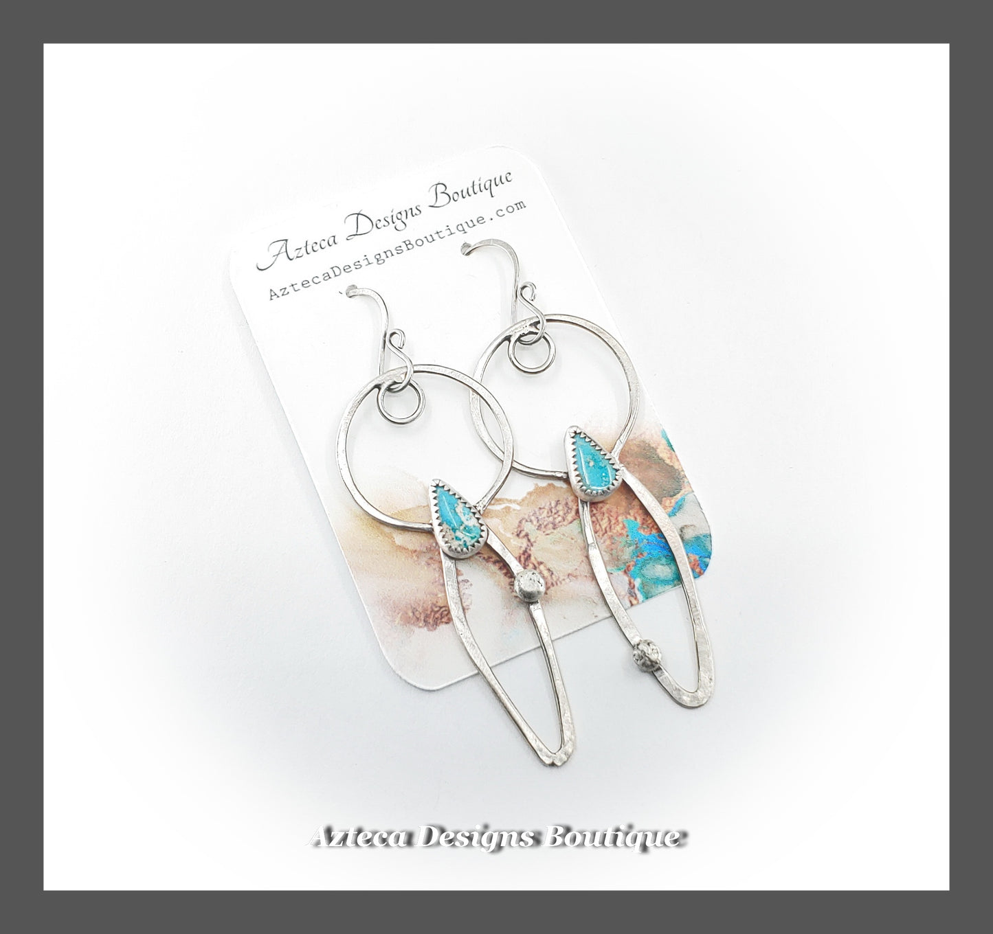 Natural Pinto Valley Turquoise + Argentium Silver Earrings