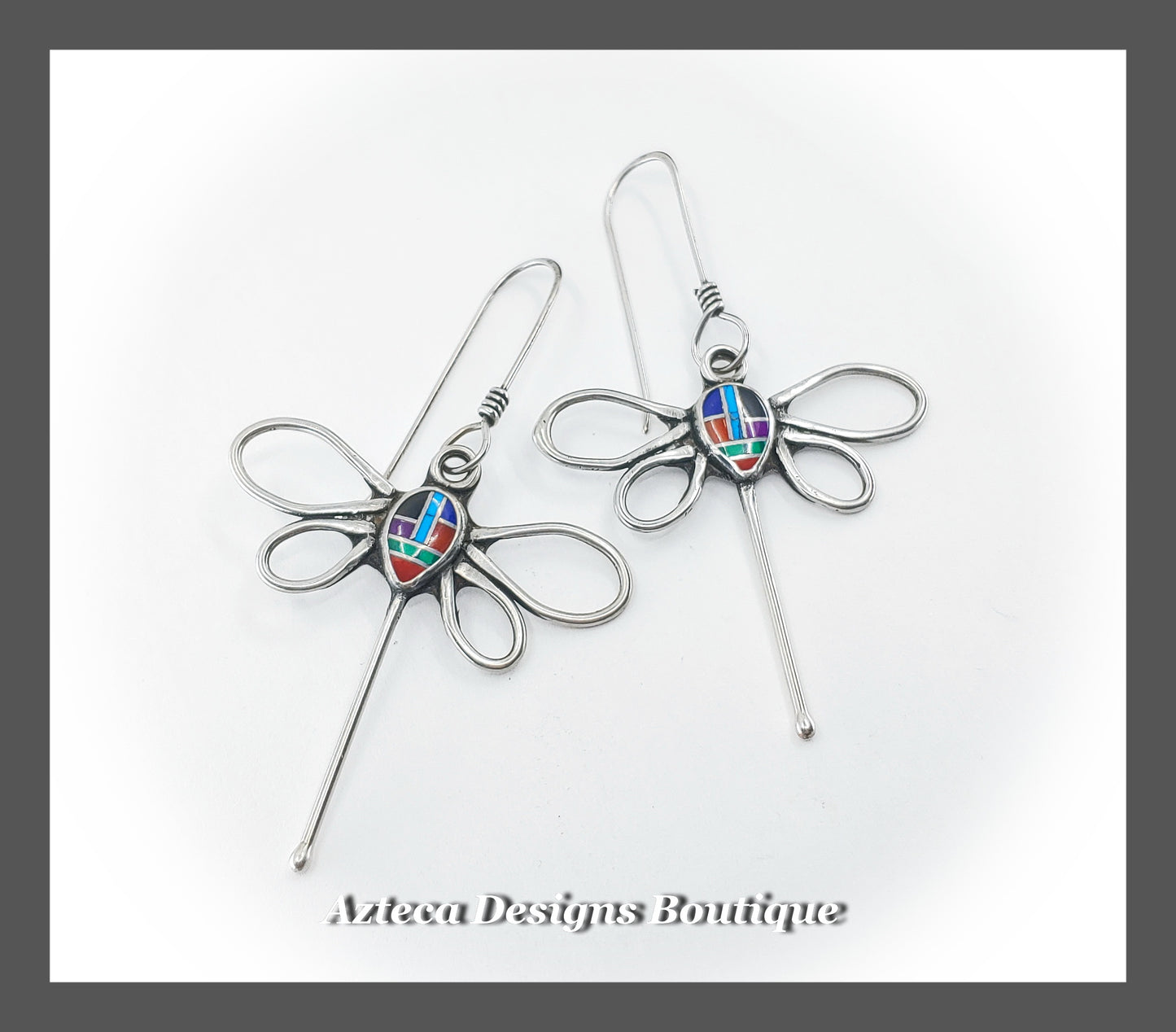 Multi Stone Rainbow + Hand Fabricated Argentium Silver Dragonfly Earrings