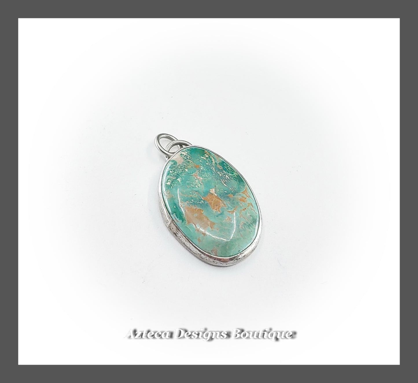 Fox Turquoise Sterling Silver Hand Fabricated Pendant
