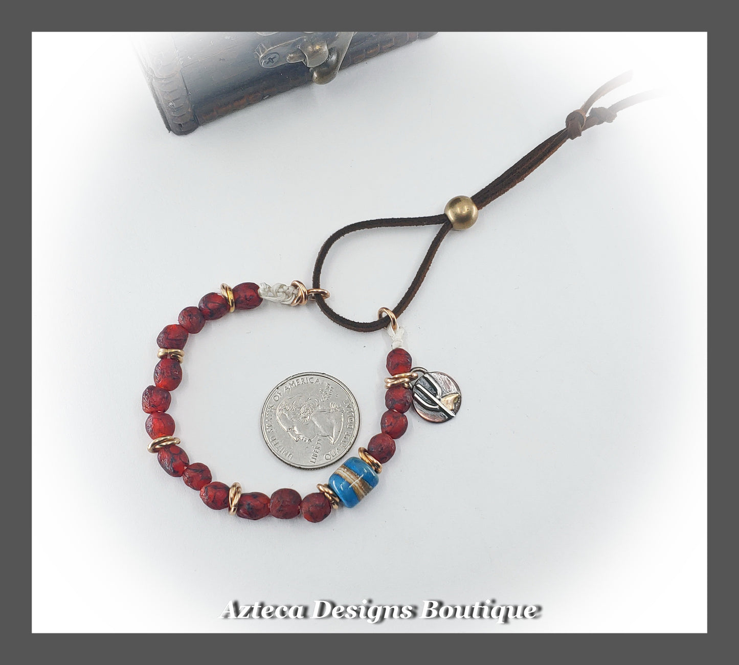 Vintage Red Stackable Adjustable Recycled Glass Artisan Bracelet