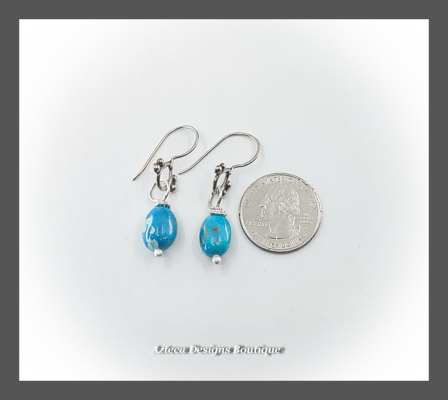 Blue Campitos Turquoise Nugget + Hand Fabricated Argentium Silver Earrings