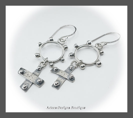 Rugged Southwest Cross Earrings + Argentium Silver