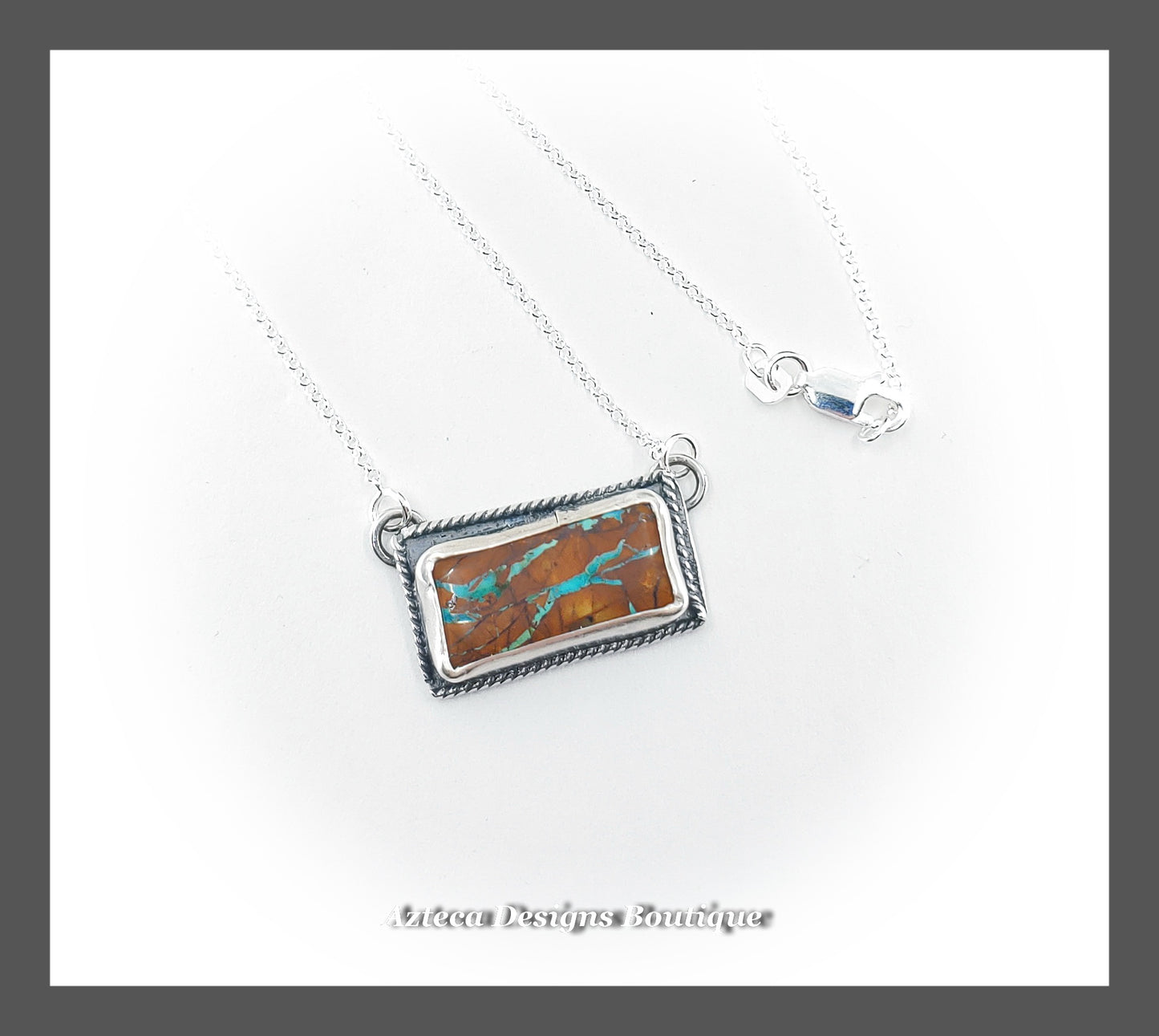 Mindset Matters + Royston Ribbon Turquoise Positive Notes Sterling Silver Bar Style Necklace