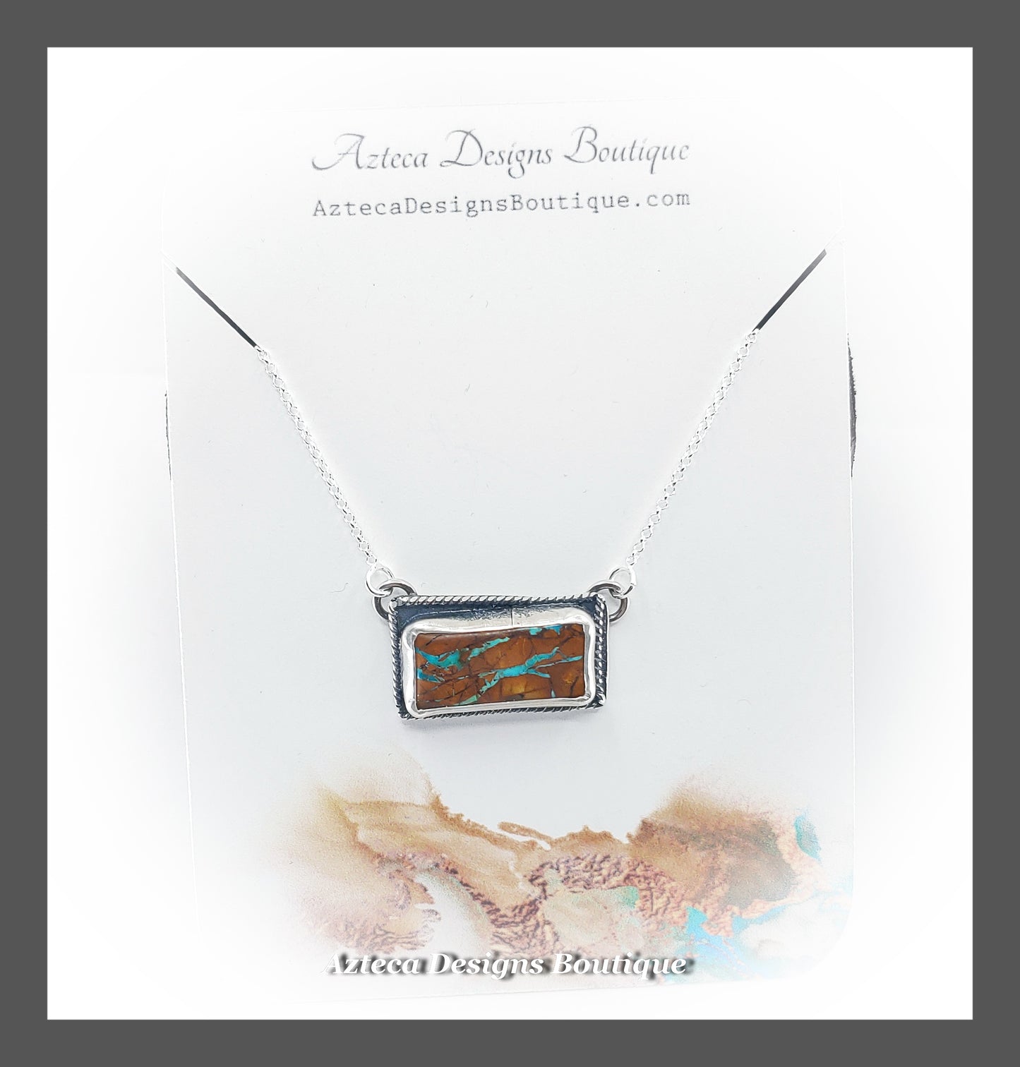 Mindset Matters + Royston Ribbon Turquoise Positive Notes Sterling Silver Bar Style Necklace