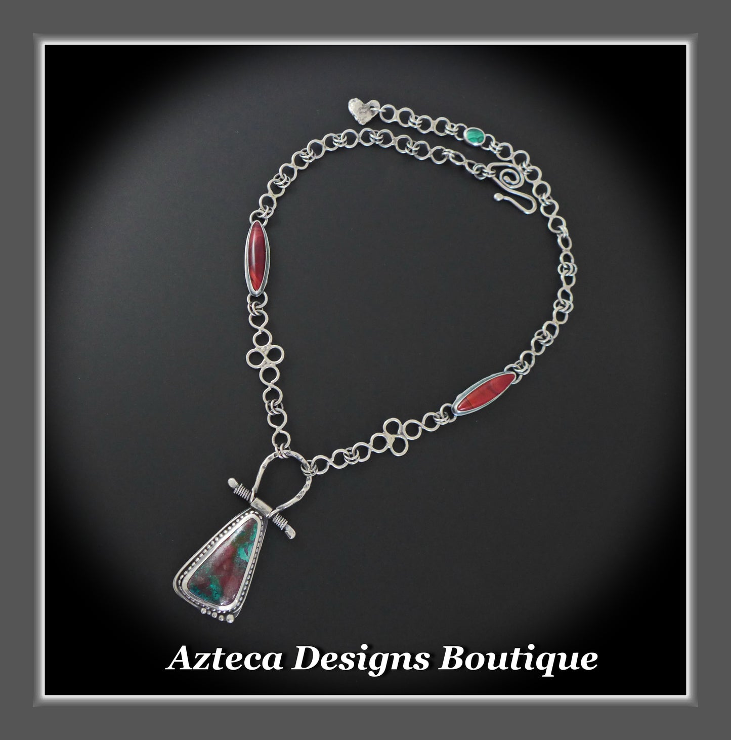 Sonoran Sunrise + Rosarita + Malachite + Hand Fabricated Artisan Necklace