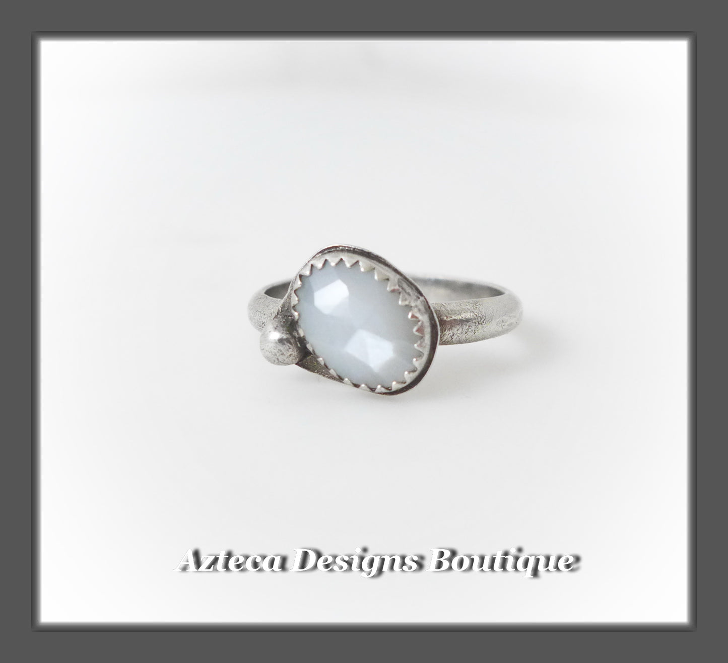 White Moonstone+Sterling Silver Ring Size 9
