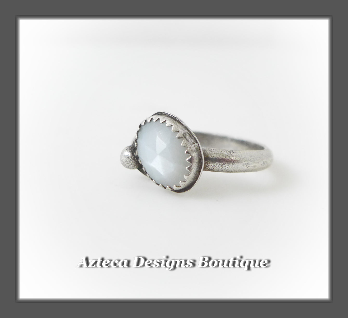 White Moonstone+Sterling Silver Ring Size 9