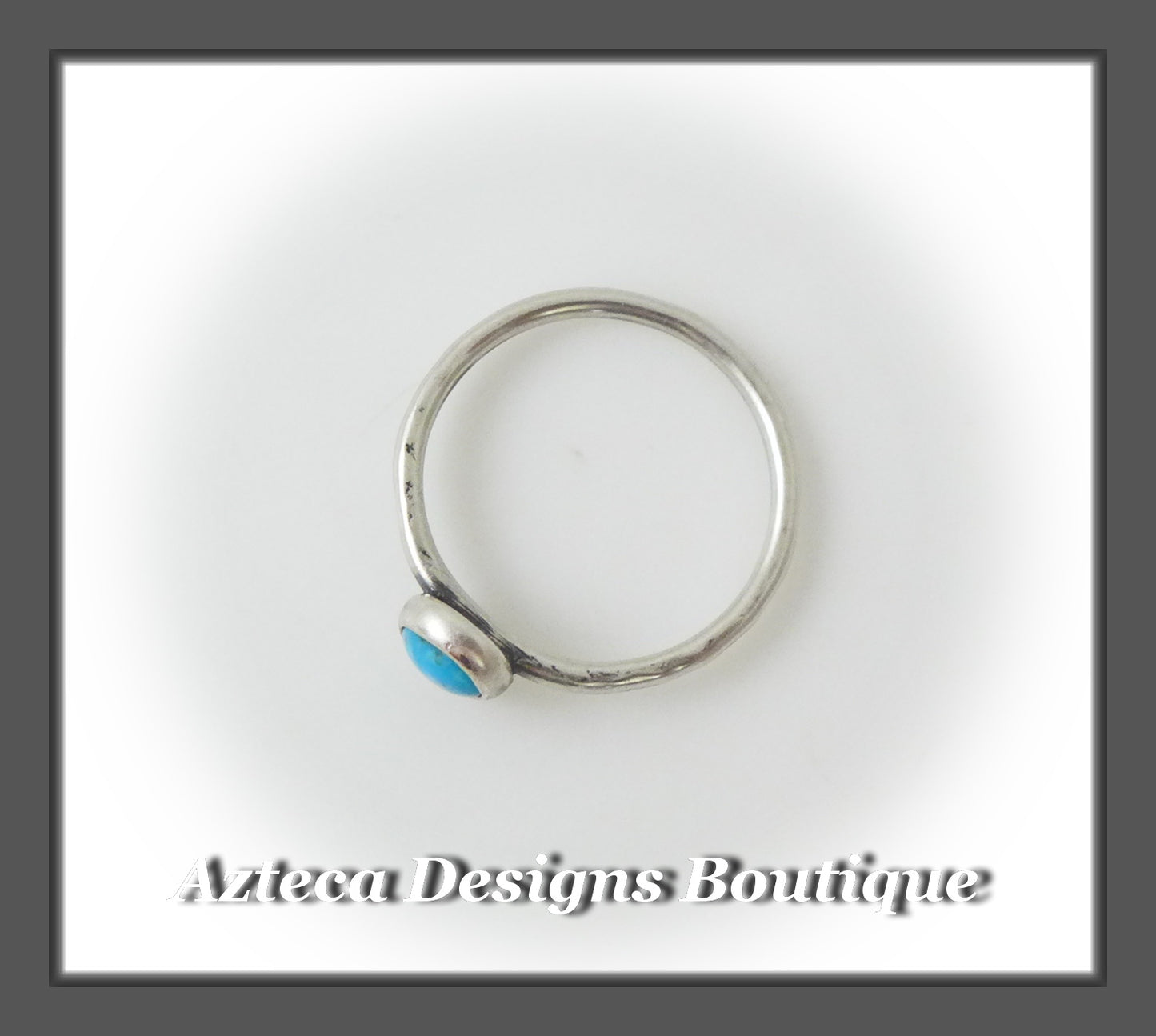 Size 7+Argentium Silver+Kingman Turquoise+Stacking Minimalist Ring 6mm
