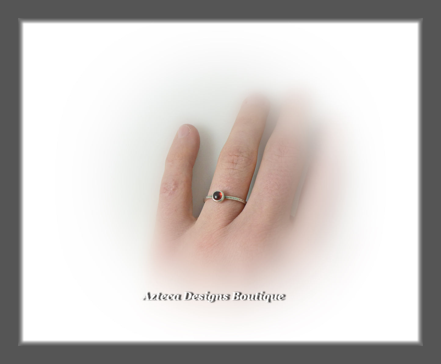 Size 7+Argentium Silver+Garnet+Stacking Minimalist Ring