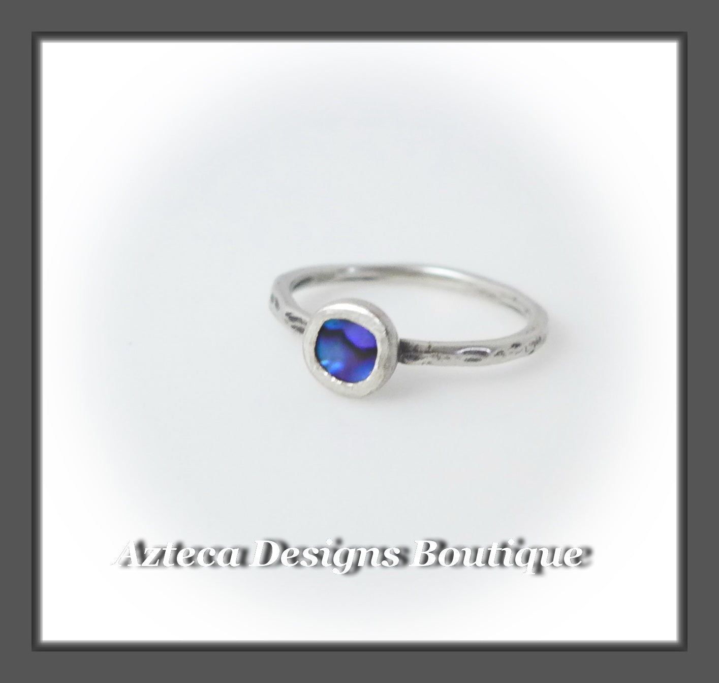 Size 4+Argentium Silver+Purple Abalone+Stacking Minimalist Ring