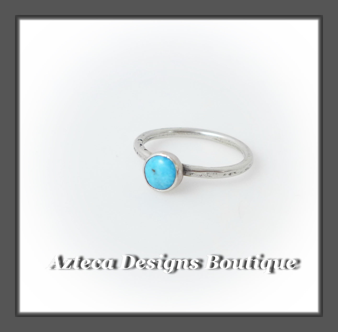Size 4 + Argentium Silver+Kingman Turquoise+Stacking Minimalist Ring