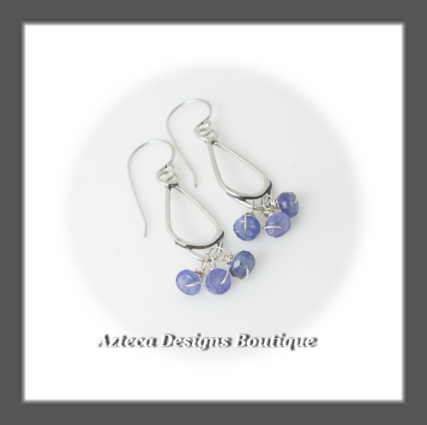 Tanzanite Clusters+Hand Fabricated Argentium Silver Earrings