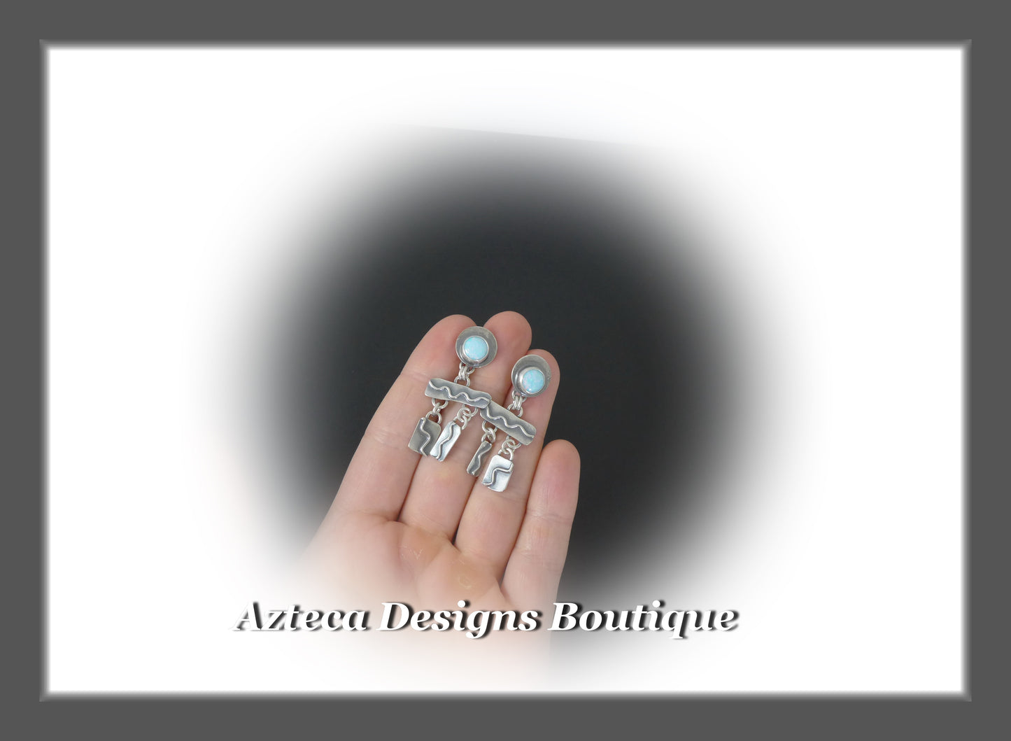 Desert Wind+Cultured Sterling Opal+Sterling Silver Hand Fabricated Post Earrings