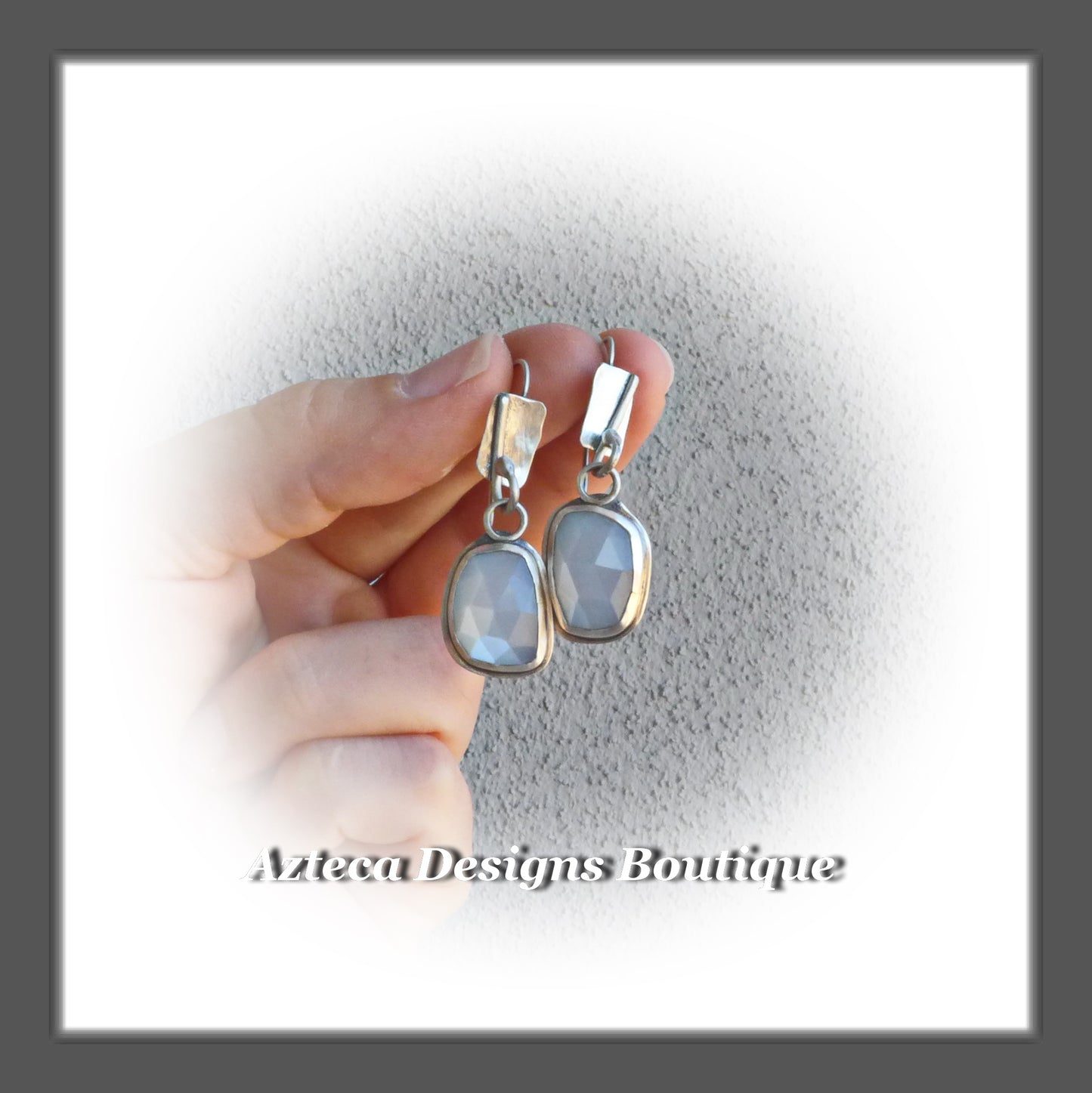 White Moonstone Rosecut+Argentium Silver+Misty Morning+Earrings