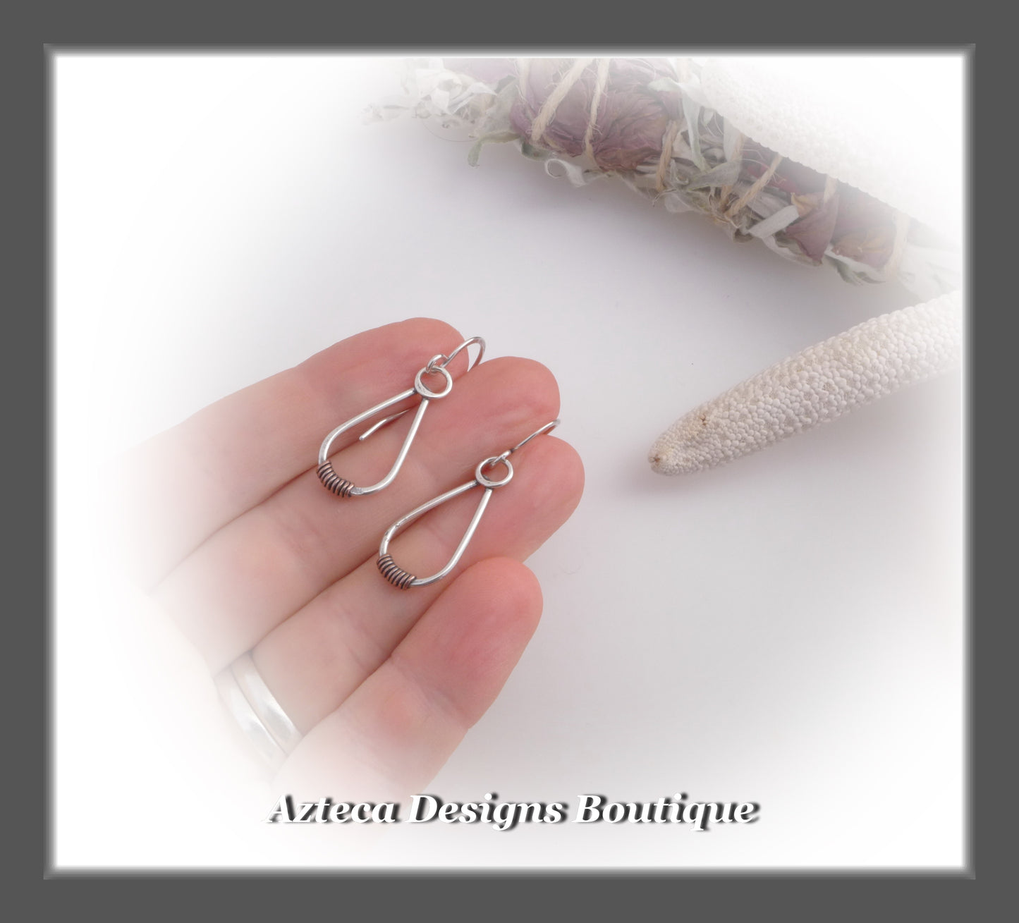 Argentium Silver+Copper Wrap+Petite Drop Earrings