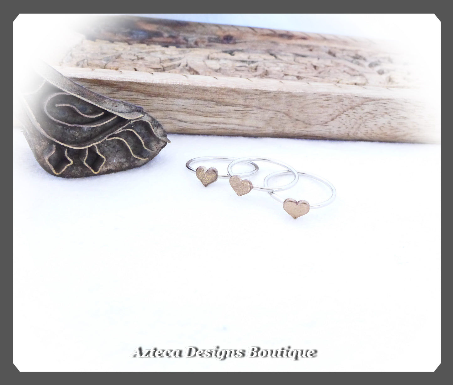 Made-to-Order Heart Ring Argentium Silver + Bronze + Petite