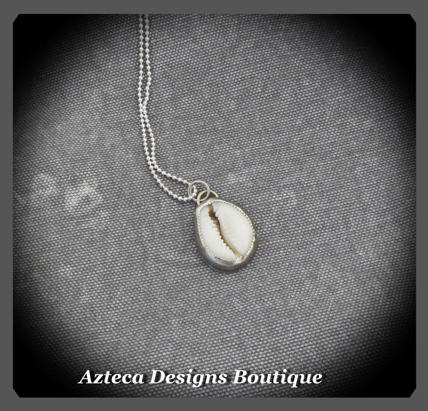 Natural Cowrie Shell+Sterling Silver Pendant Necklace