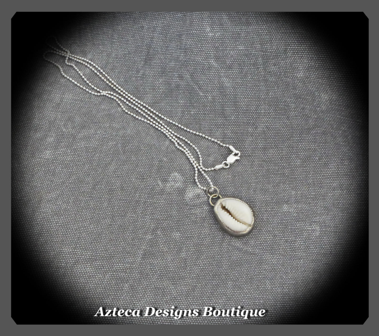 Natural Cowrie Shell+Sterling Silver Pendant Necklace