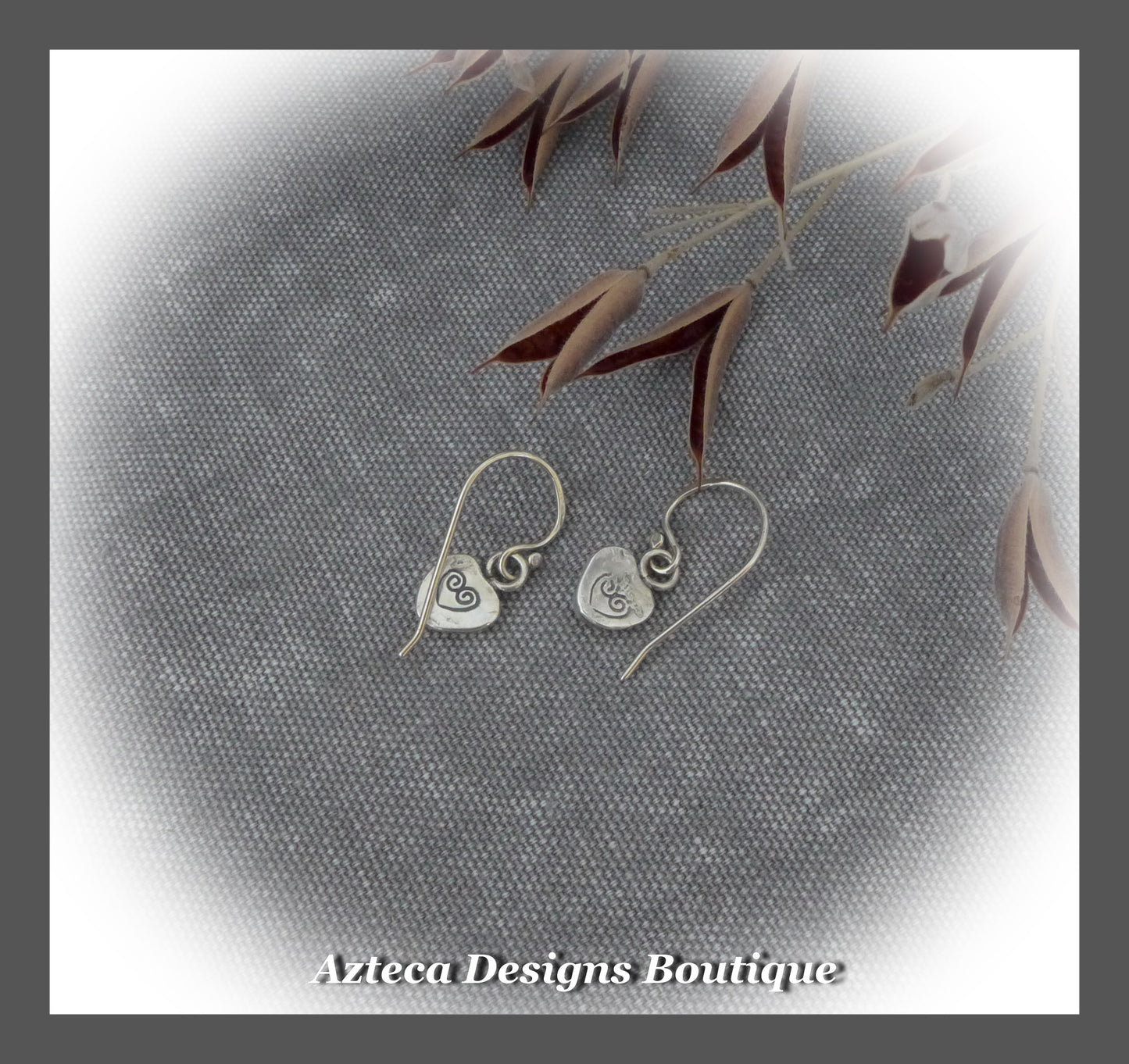 Natural Spiny Oyster Hearts + Argentium Silver Hand Fabricated Earrings