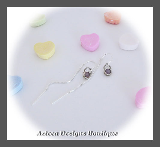 Rosecut Mauve Sapphires + Sterling Silver Hook Threader Earrings